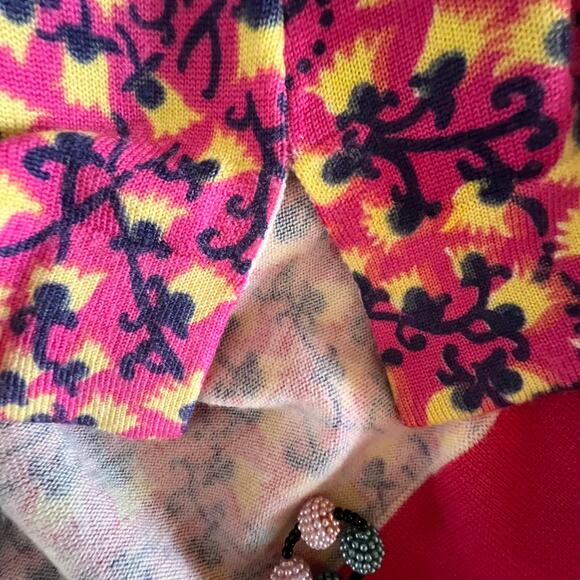 Lilly Pulitzer Anna Wool Floral Tunic Sweater Pink Orange Navy Medium - Picture 7 of 12